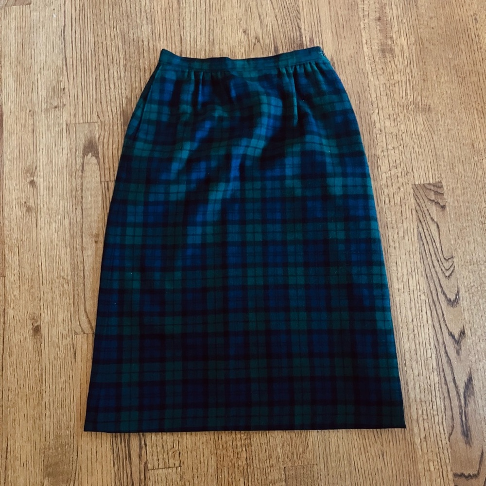 Pendleton Blue and Green Tartan Plaid Wool Skirt